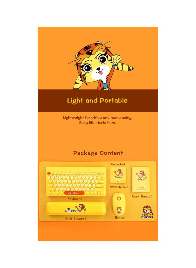 FD Wireless Keyboard With Mouse Set Yellow - Image 4