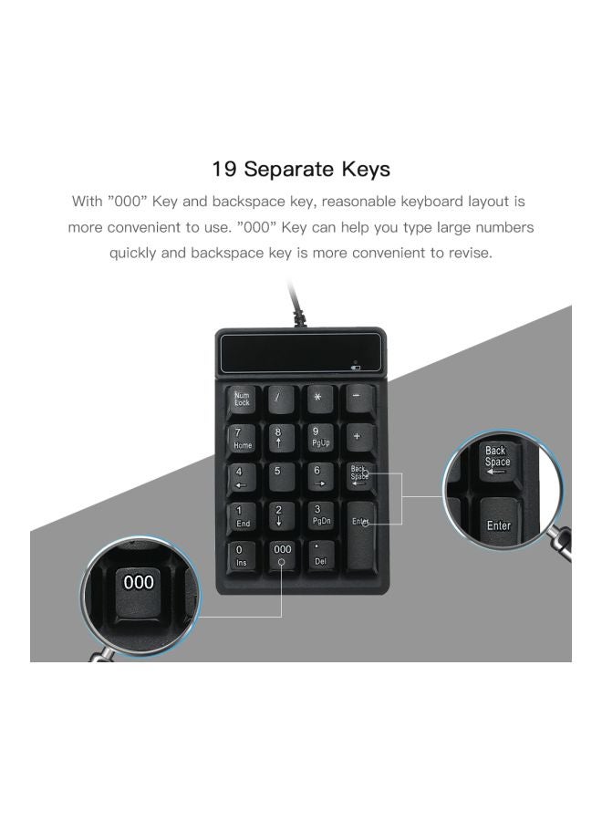 ماركة غير محددة - لوحة مفاتيح رقمية سلكية بوصلة USB أسود - Image 1