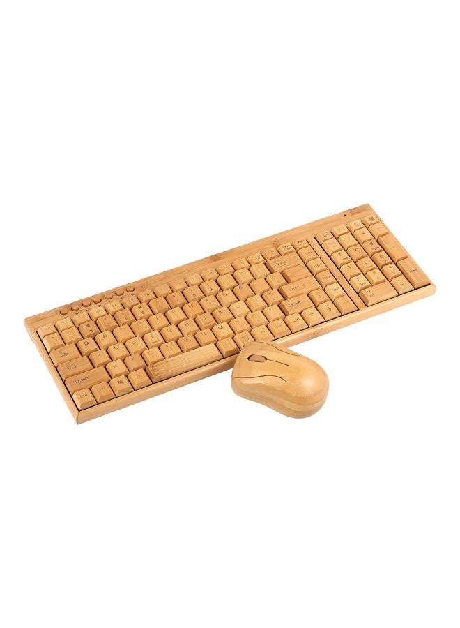 Wireless Keyboard And Mouse Set English Natural Wood  - Image 1