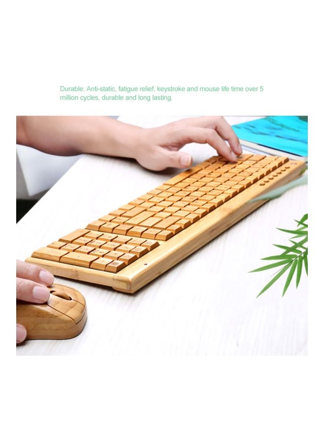 Wireless Keyboard And Mouse Set English Natural Wood  - Image 2