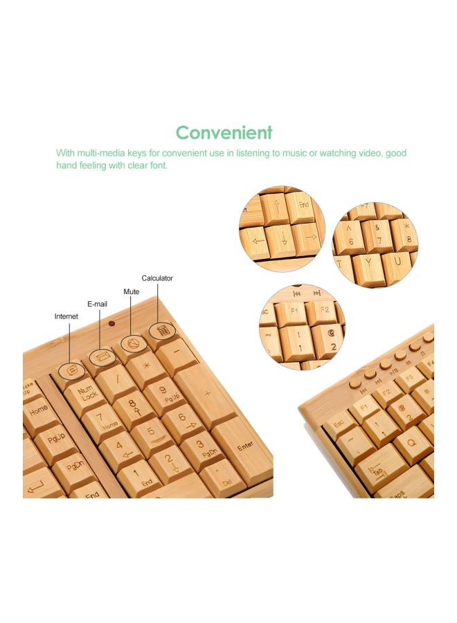 Wireless Keyboard And Mouse Set English Natural Wood  - Image 3