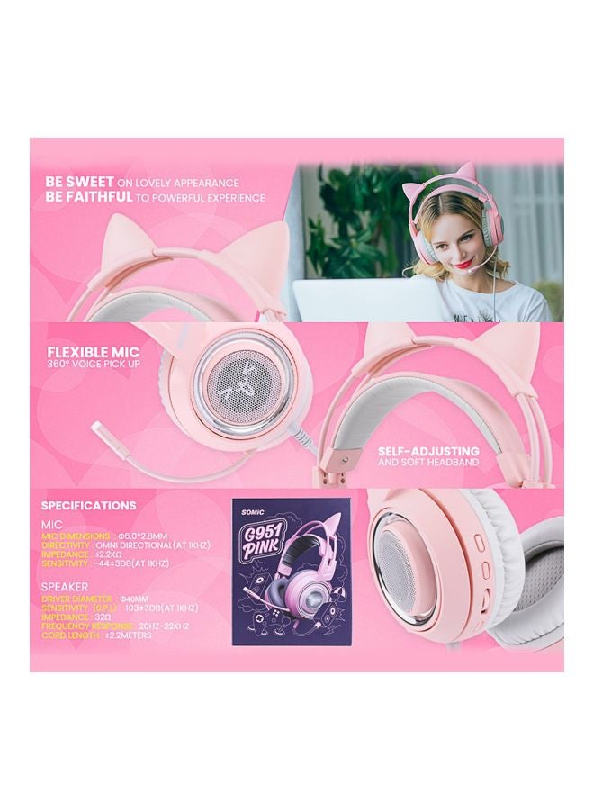 Somic Over-Ear Gaming Headphones With Mic - Xbox One Pink/Grey - Image 4