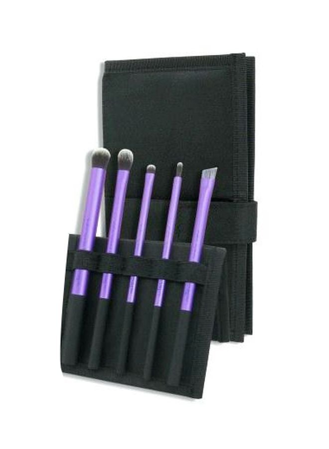 Generic 5-Piece Makeup Brush Set With Case Purple/Black/White 