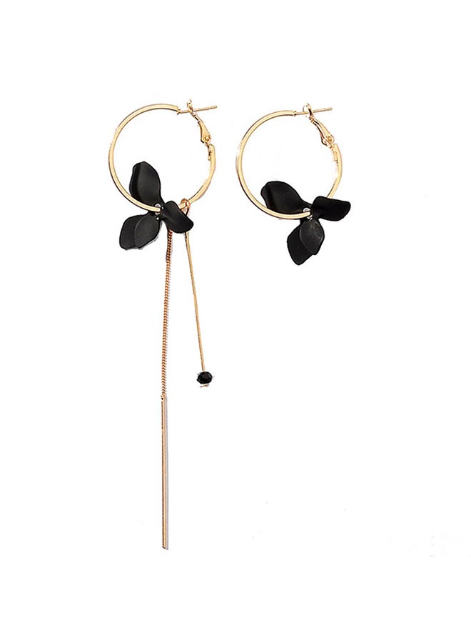 Bluelans Alloy Flower Leaf Asymmetric Circle Shape Hoop Earings 