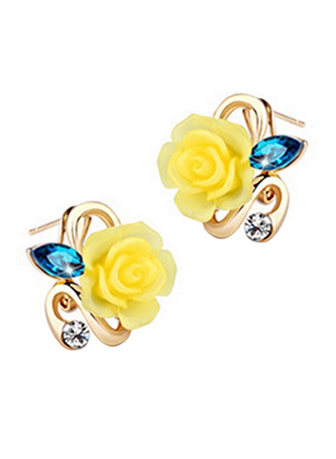 Bluelans - Rhinestone Rose Floral Stud Earrings - Image 1