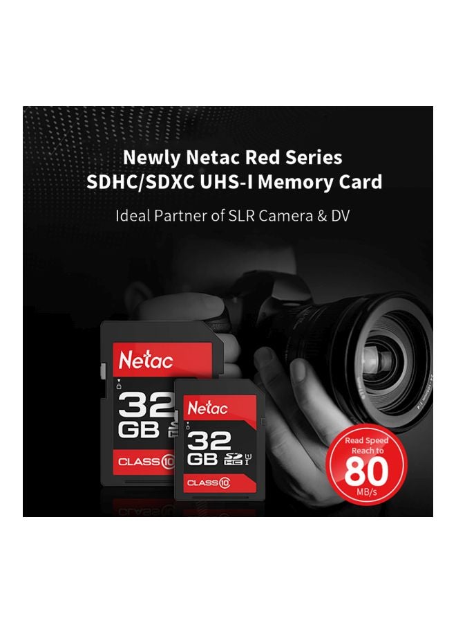 Netac - P600 SDHC UHS-I Class 10 Memory Card Red/Black/White - Image 1