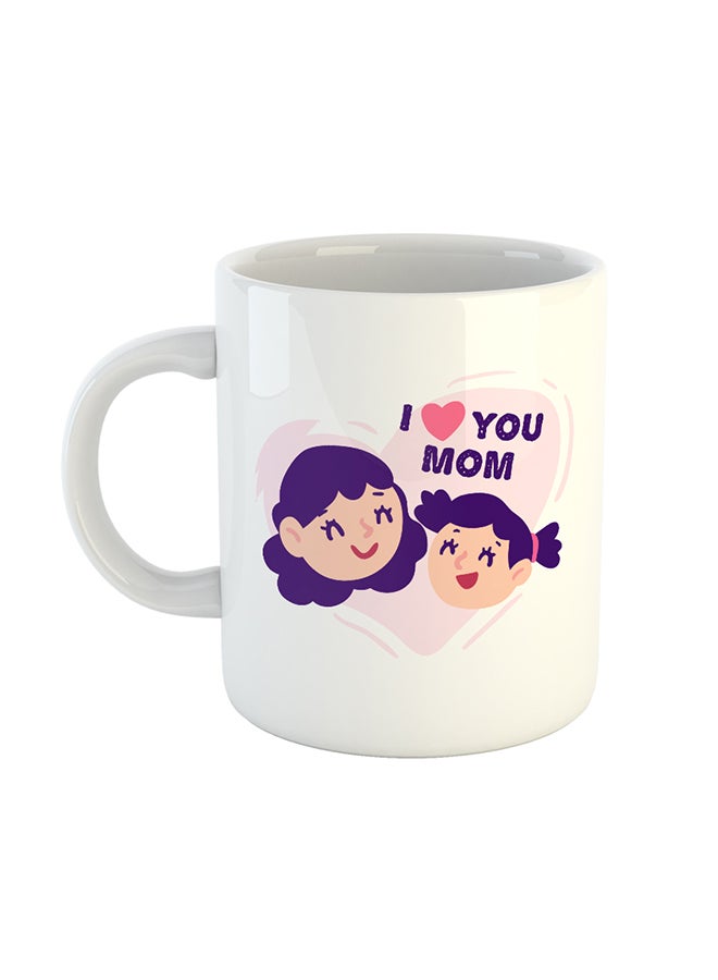 Heatbeat - I Love You Mom  - Printed Coffee Mug White - Image 1