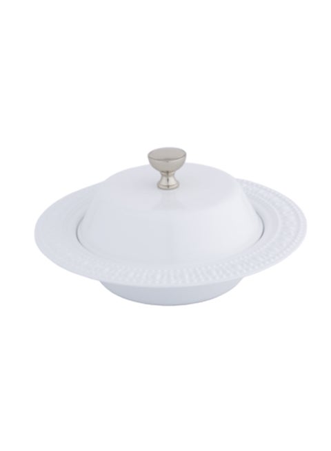 Round Shape Date Bowl White/Chrome Large