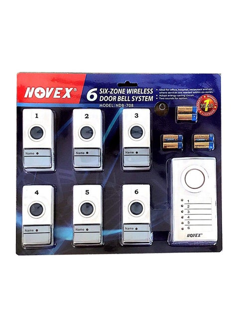 Pack Of 6 Wireless Doorbell System Blue