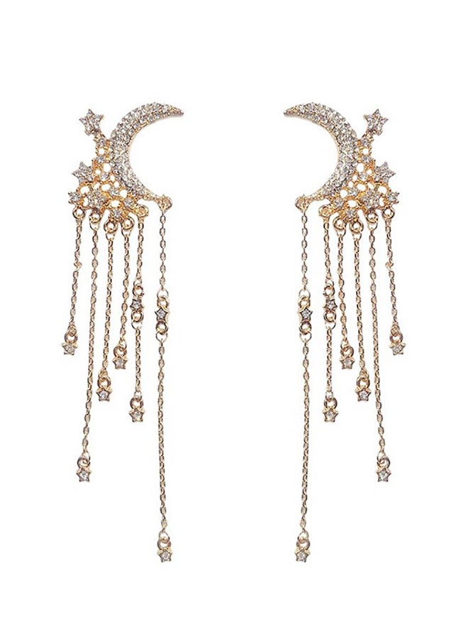 بلولانز أقراط متدلية عصرية مُزينة بحجر الراين ونجوم وقمر