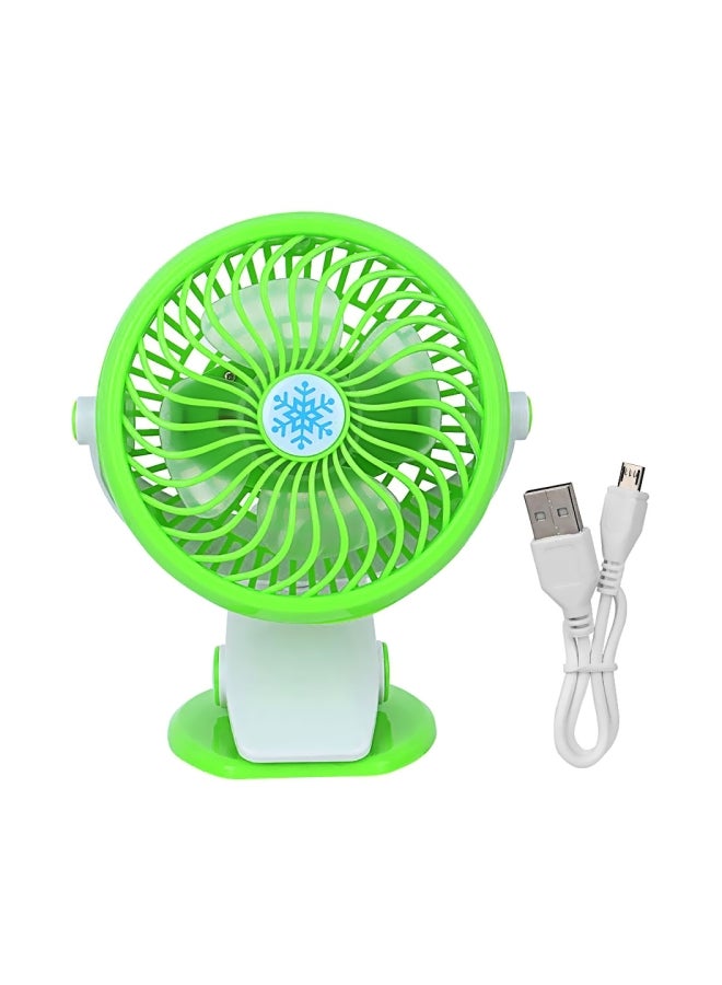 مروحة محمولة قابلة للشحن ومزودة بمنفذ USB أخضر/أبيض - Image 1