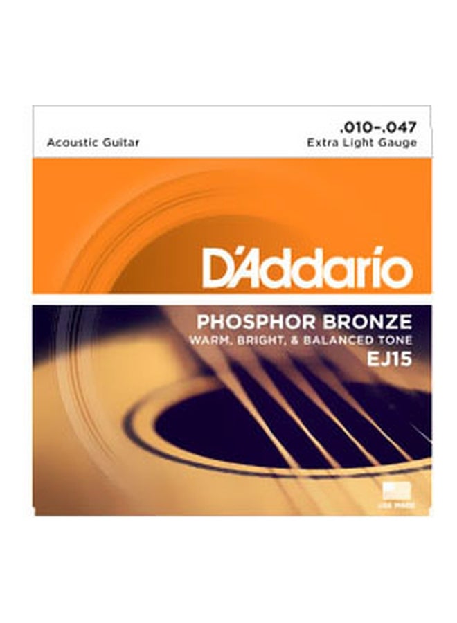 D'Addario EJ15 Phosphor Bronze Extra Light Gauge Acoustic Guitar String 