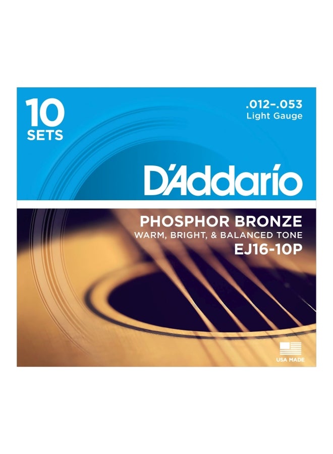 D'Addario Set Of 10 Phosphor Bronze Guitar String 