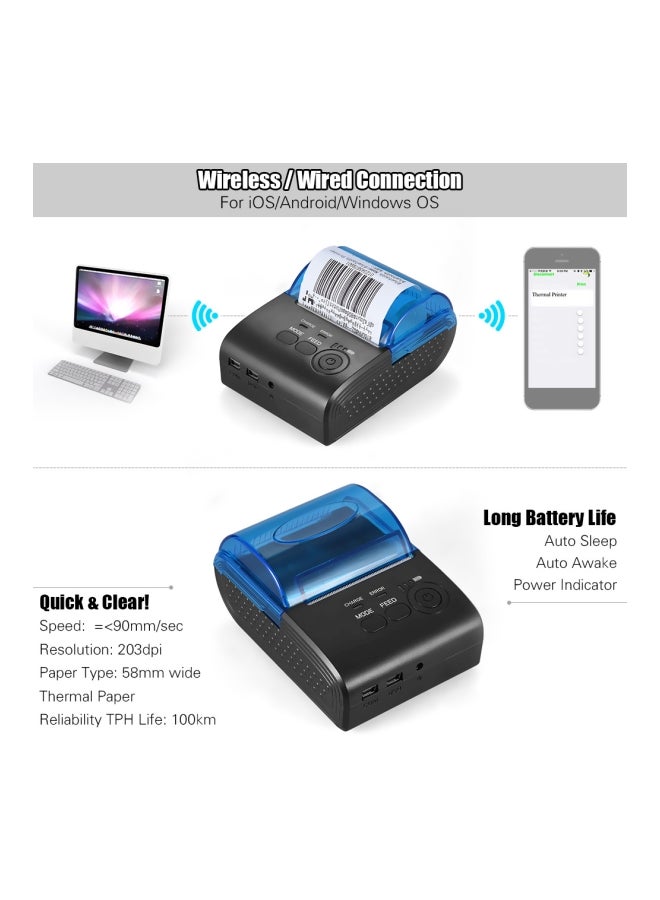 USB Thermal 3D Printer Receipt Bill With Print Functions Black/Blue - Image 2