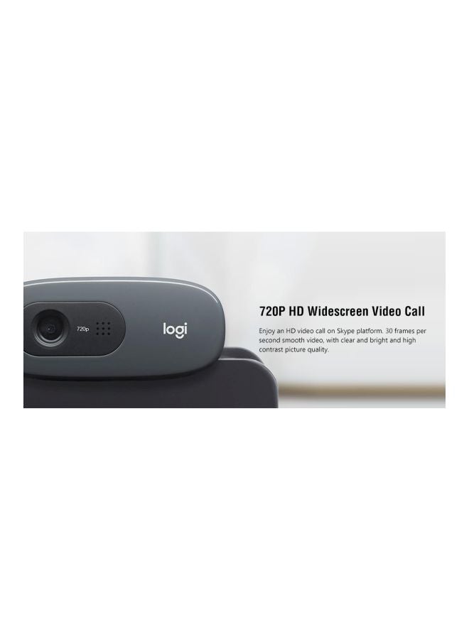 Logitech - C270 HD Computer Webcam With Built-In Mic Black - Image 1