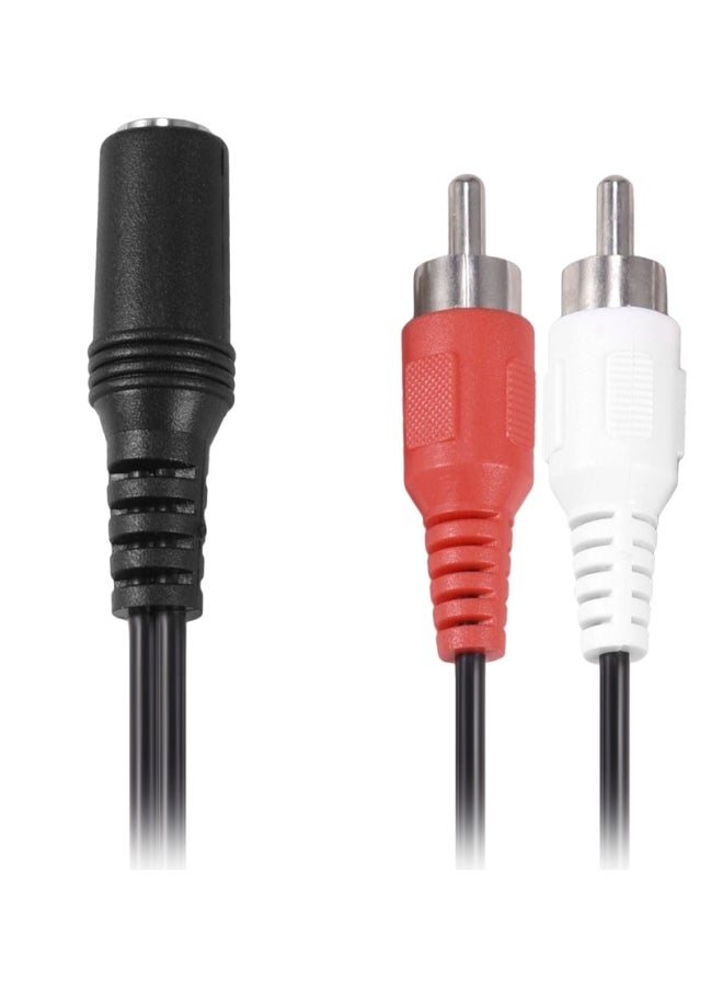 كابل Aux صوتي من مقبس ستيريو أنثى إلى مقبسين RCA ذكر أسود/أحمر/أبيض