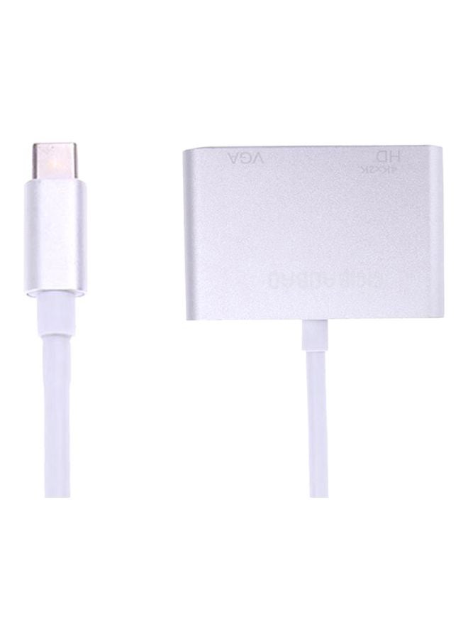 محول 2 في 1 من USB Type C إلى HDMI VGA أبيض