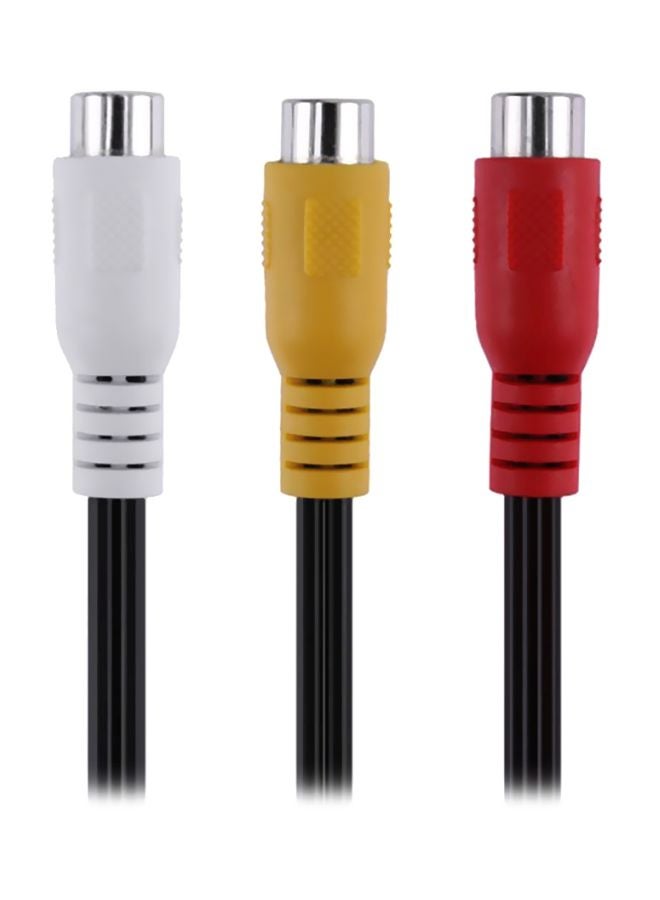 كابل تقسيم من 3 منافذ RCA أنثى إلى 6 منافذ RCA ذكر أسود/أحمر/أصفر