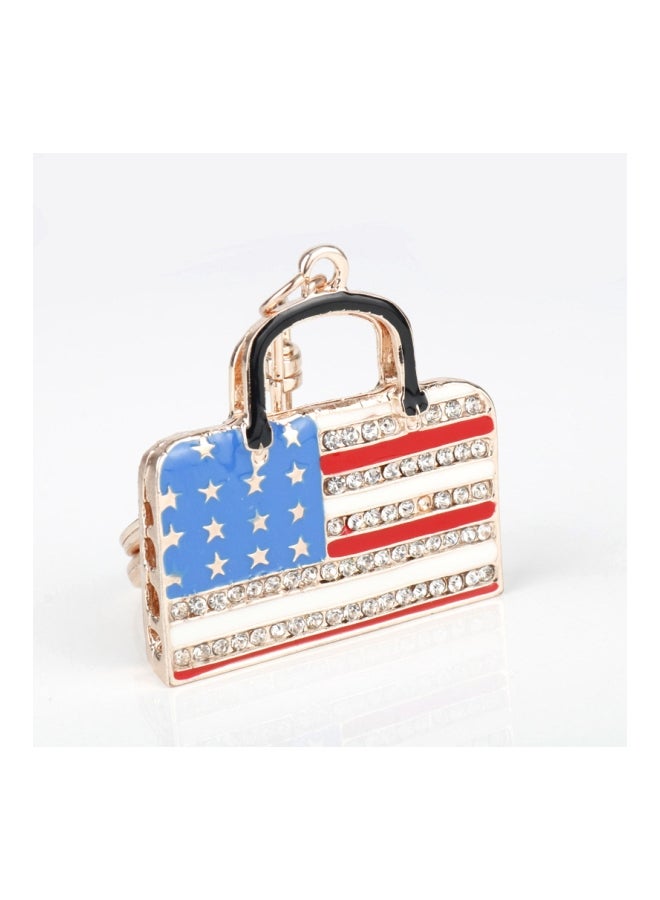 جو باي سلسلة مفاتيح بتصميم حقيبة إستريو أمريكية مرصعة بالأحجار أحمر/ أزرق/ أبيض - Image 2