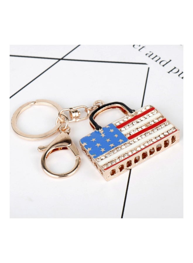 جو باي سلسلة مفاتيح بتصميم حقيبة إستريو أمريكية مرصعة بالأحجار أحمر/ أزرق/ أبيض - Image 4