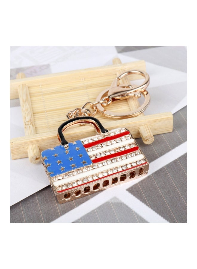 جو باي سلسلة مفاتيح بتصميم حقيبة إستريو أمريكية مرصعة بالأحجار أحمر/ أزرق/ أبيض - Image 3