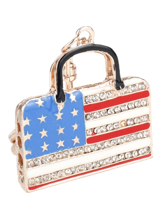 جو باي سلسلة مفاتيح بتصميم حقيبة إستريو أمريكية مرصعة بالأحجار أحمر/ أزرق/ أبيض - Image 1