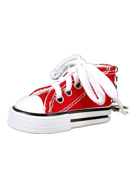Canvas Shoe Key Chain Ring Red/White/Gold