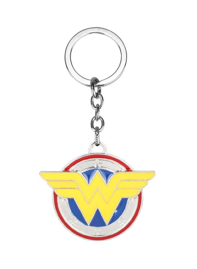 GObuy Wonder Woman Sign Key Chain Ring Silver/Yellow/Red - Image 1