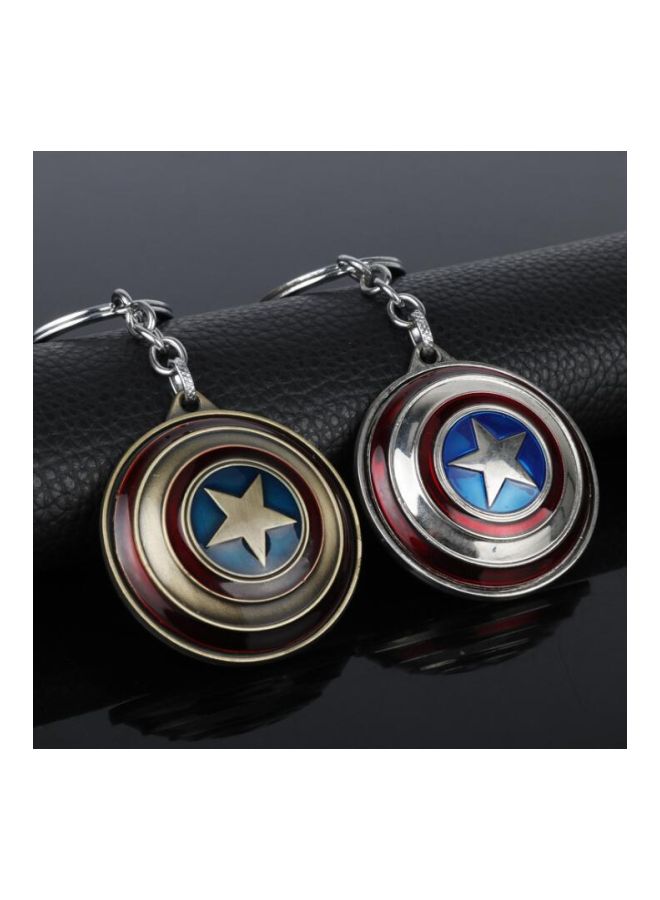 جو باي سلسلة مفاتيح مزودة بحلقة بتصميم مستوحى من أفلام مارفل على شكل درع شخصية كابتن أميركا أحمر \فضي \ أزرق - Image 2