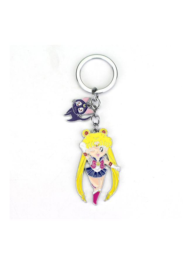GObuy Sailor Moon Themed Key Chain Ring Yellow/Beige/Blue 