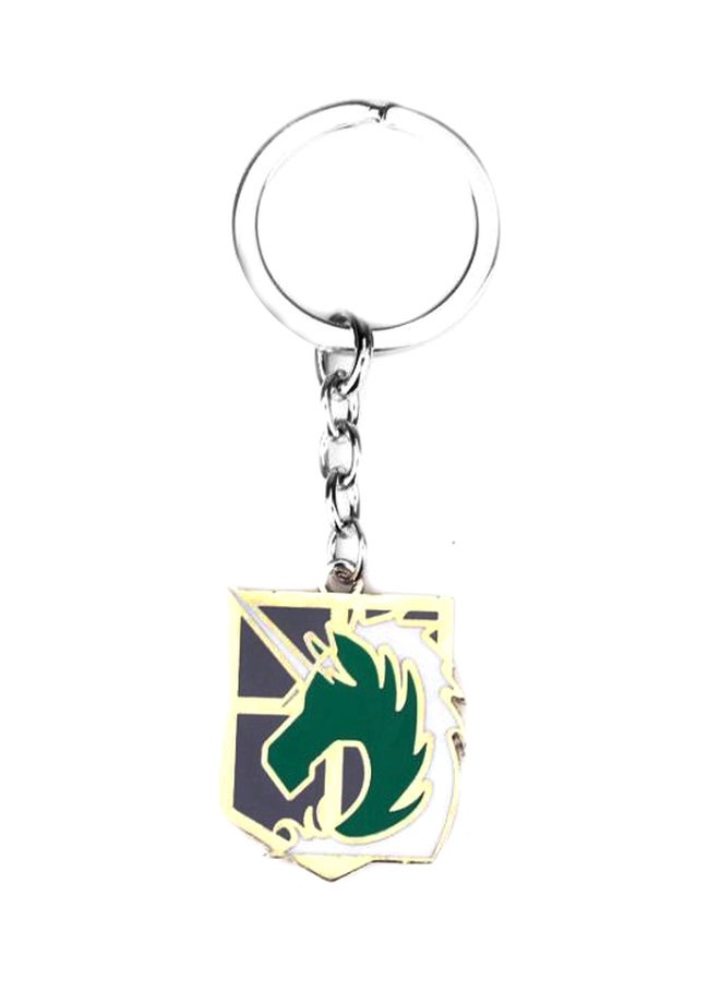 GObuy Attack On Titan Horse Portrait Key Chain Ring Silver/Green/Grey  - Image 1