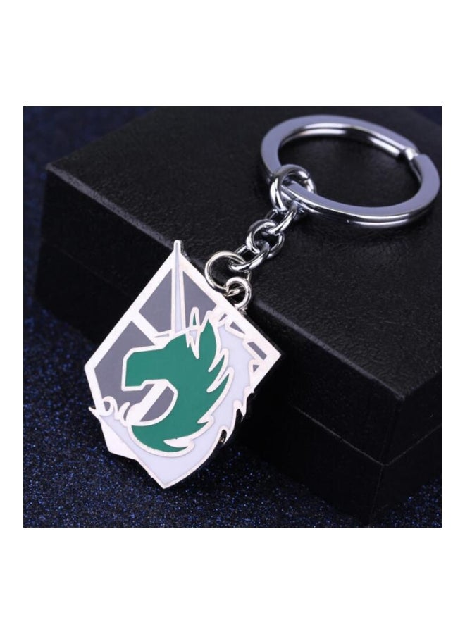GObuy Attack On Titan Horse Portrait Key Chain Ring Silver/Green/Grey  - Image 2