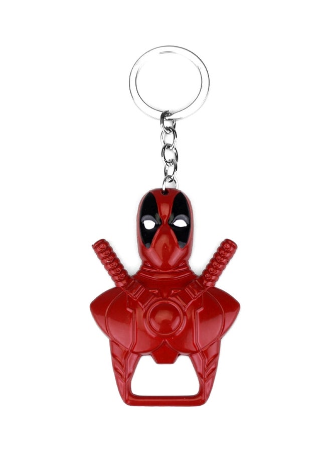جو باي سلسلة مفاتيح مزودة بحلقة وفتاحة زجاجات على شكل شخصية ديدبول أحمر/أسود/فضي