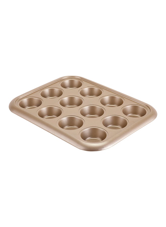 Royalford 12-Cups Muffin Pan Gold 38x3.5x29.5cm  - Image 2