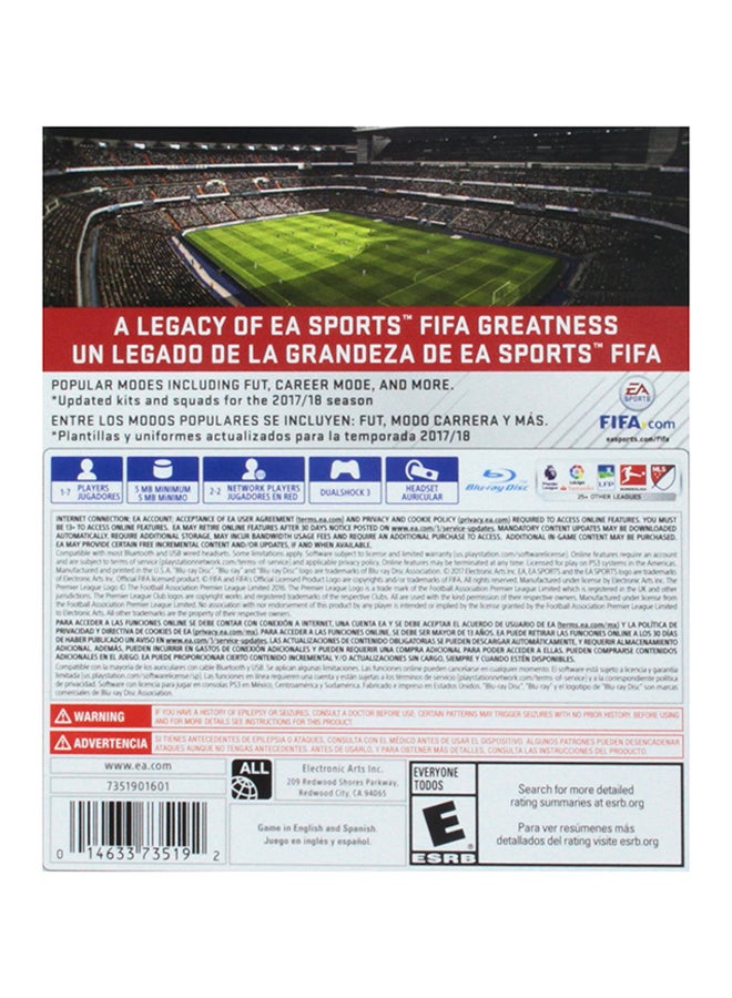 إي أيه لعبة FIFA 18 لجهاز الألعاب بلايستيشن 4، النسخة العالمية - sports - playstation_3_ps3  - Image 2