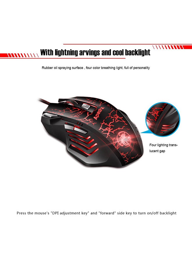 Apedra - A7 Gaming Mouse For Windows XP/Vista/7/8/10/MAC OS X Black/Red - Image 1