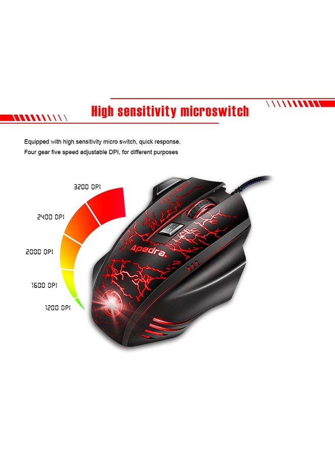Apedra - A7 Gaming Mouse For Windows XP/Vista/7/8/10/MAC OS X Black/Red - Image 1