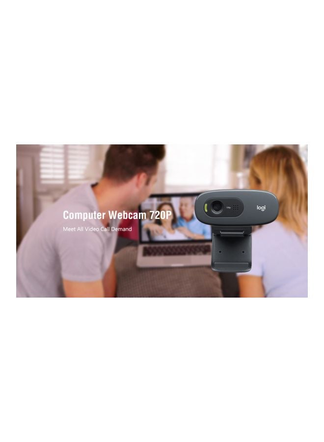 Logitech - C270 HD Computer Webcam With Built-In Mic Black - Image 1