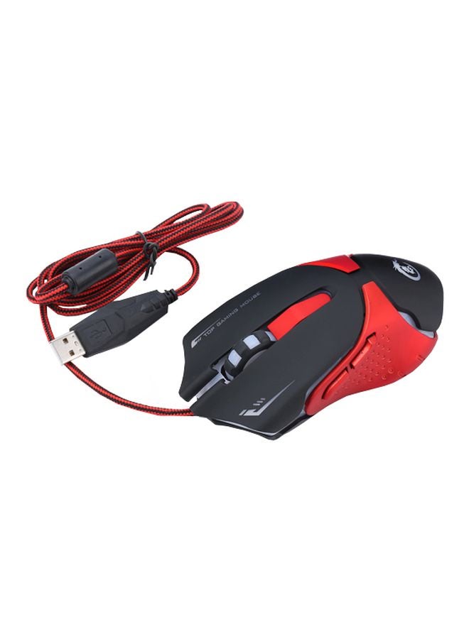 إتش إكس إس جيه ماوس ألعاب LED بسلك أحمر وأسود  - Image 1