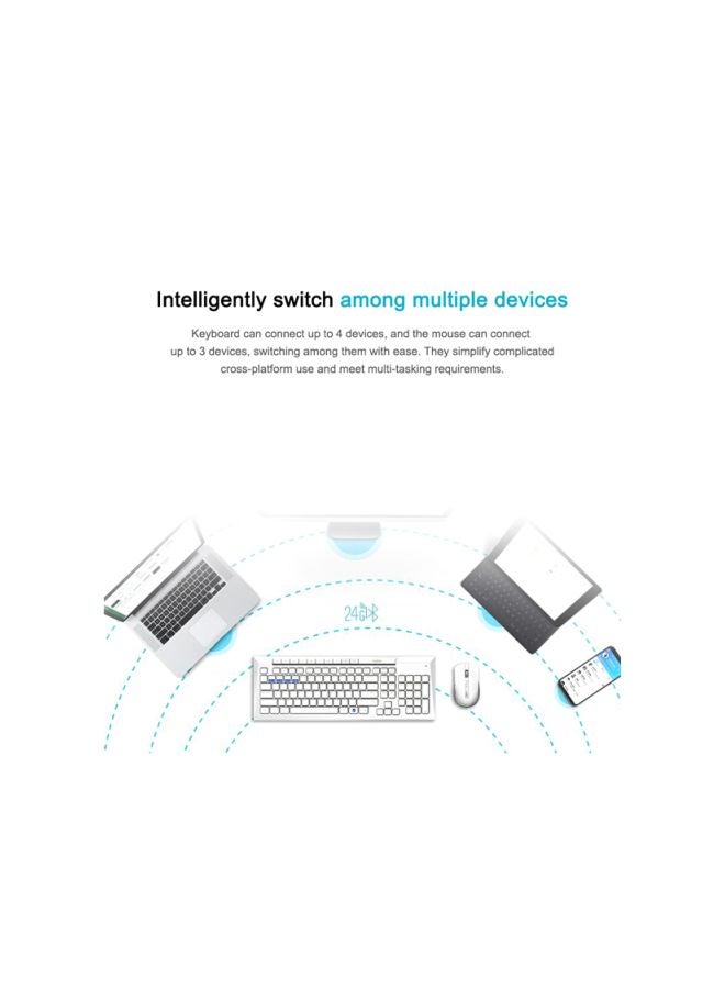 Rapoo 8200M Wireless Keyboard With Mouse Set White - Image 3