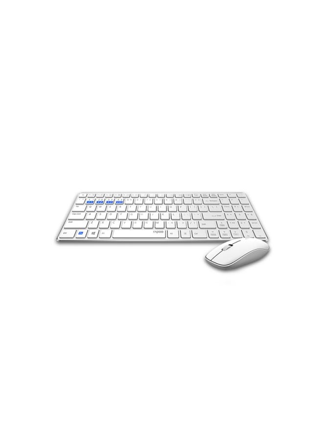 Rapoo Wireless Keyboard and Mouse Combo 9300M Multimode Connection 3.0/4.0/2.4 GHz World's Ultra Slim English Arabic Keyboard and Mouse White - Image 3