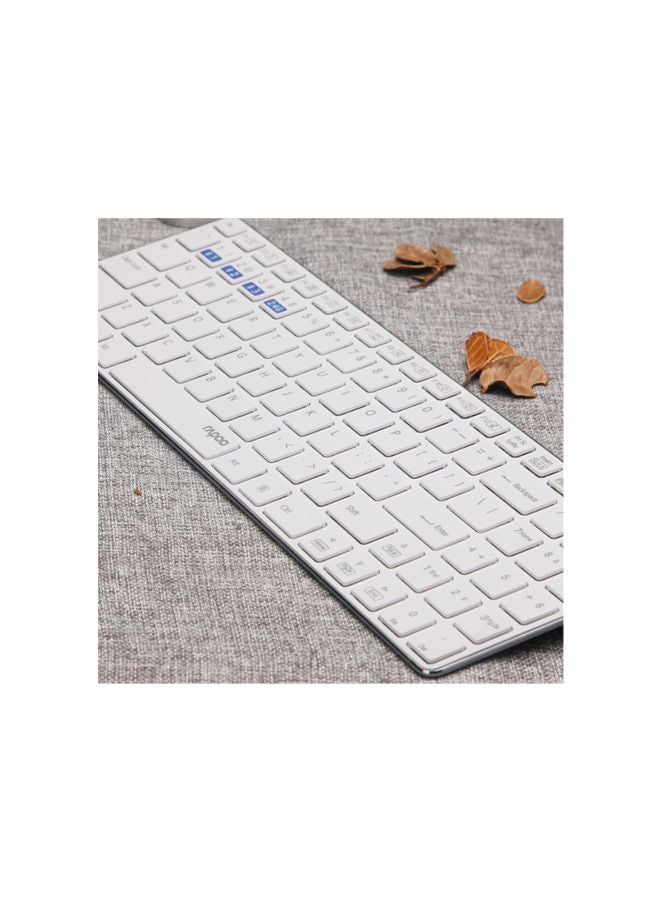 Rapoo Wireless Keyboard and Mouse Combo 9300M Multimode Connection 3.0/4.0/2.4 GHz World's Ultra Slim English Arabic Keyboard and Mouse White - Image 2