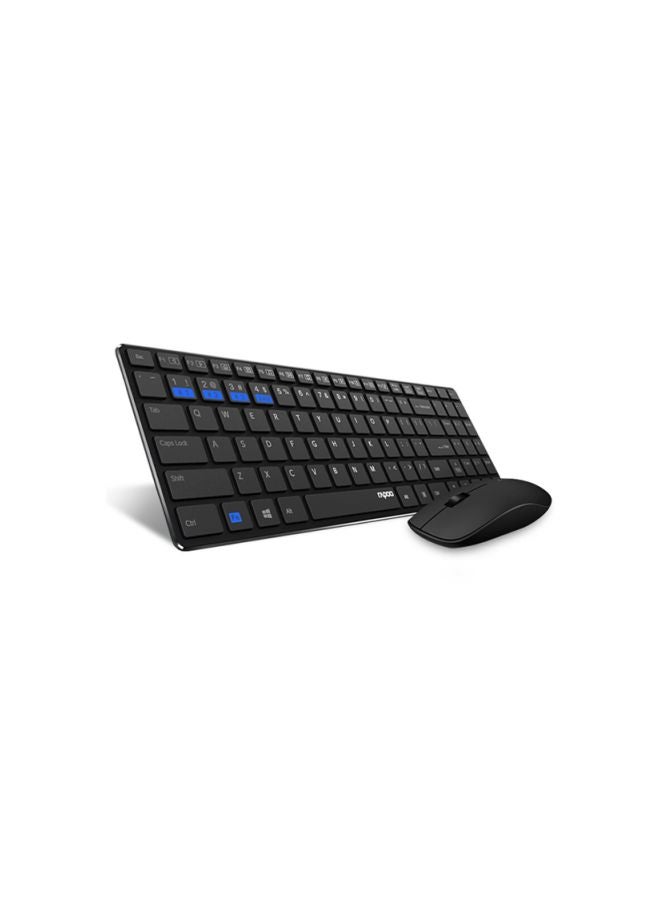 Rapoo Wireless Keyboard and Mouse Combo 9300M Multimode Connection 3.0/4.0/2.4 GHz World's Ultra Slim English Arabic Keyboard and Mouse Black - Image 2