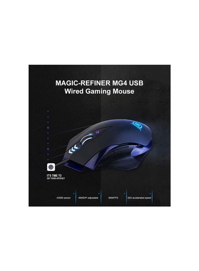Magic-Refiner MG5 USB Wired Gaming Mouse Black/Blue  - Image 3