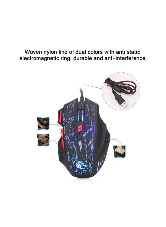 HXSJ - Wired Optical Gaming Mouse Black/Blue - Image 1