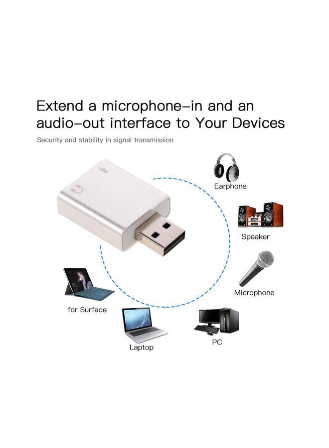 Generic USB Audio Sound Card White/Silver  - Image 2