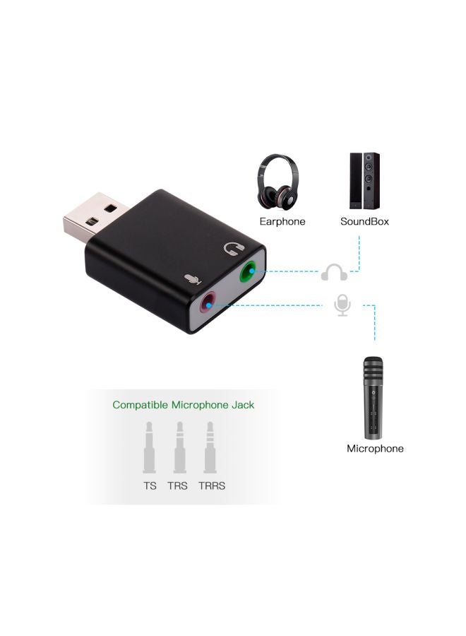 Generic USB Audio Sound Card White/Silver  - Image 3