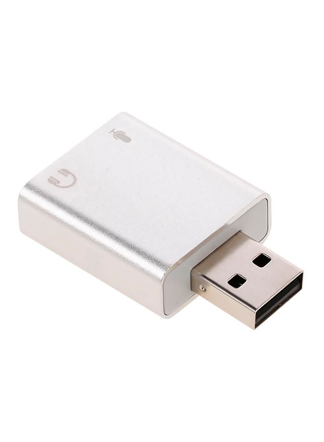 Generic USB Audio Sound Card White/Silver  - Image 1