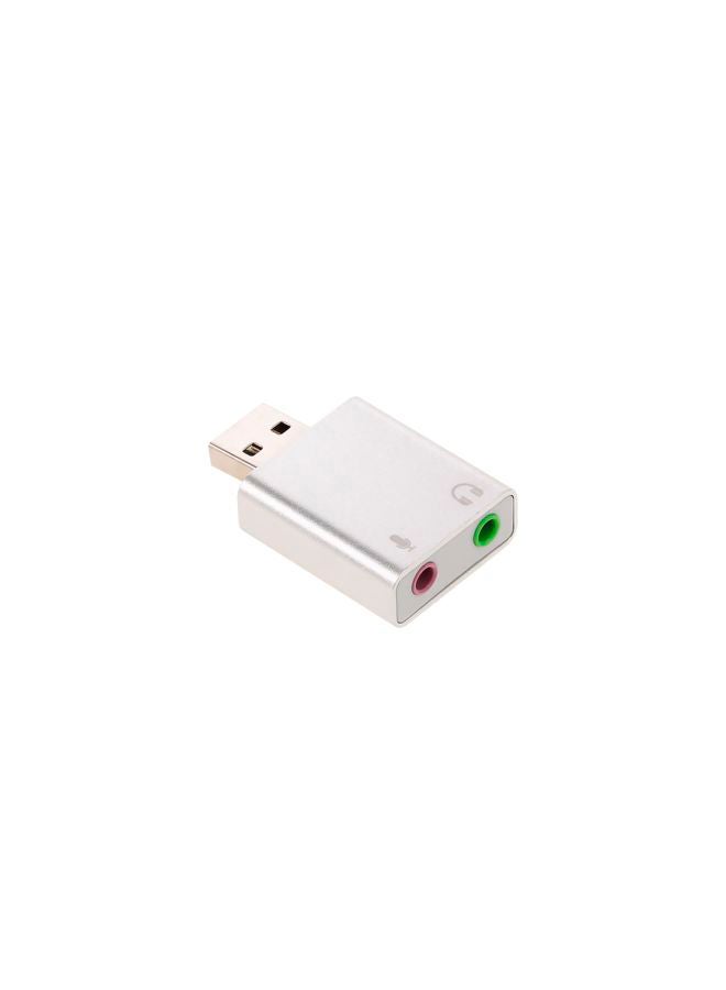 Generic USB Audio Sound Card White/Silver  - Image 5