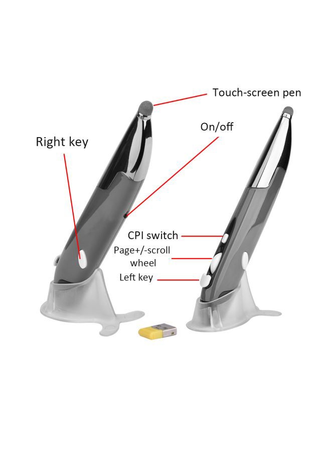 Generic Wireless Optical Pen Mouse Silver Grey  - Image 2